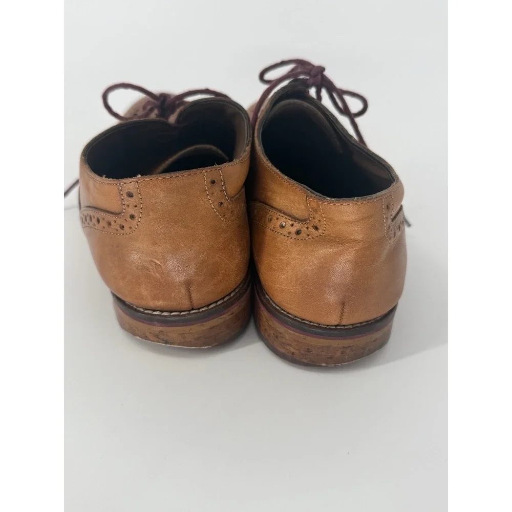 Johnston Murphy Mens 9M Leather Wingtip Oxford Dress Shoes‎ Brown Cap Toe
